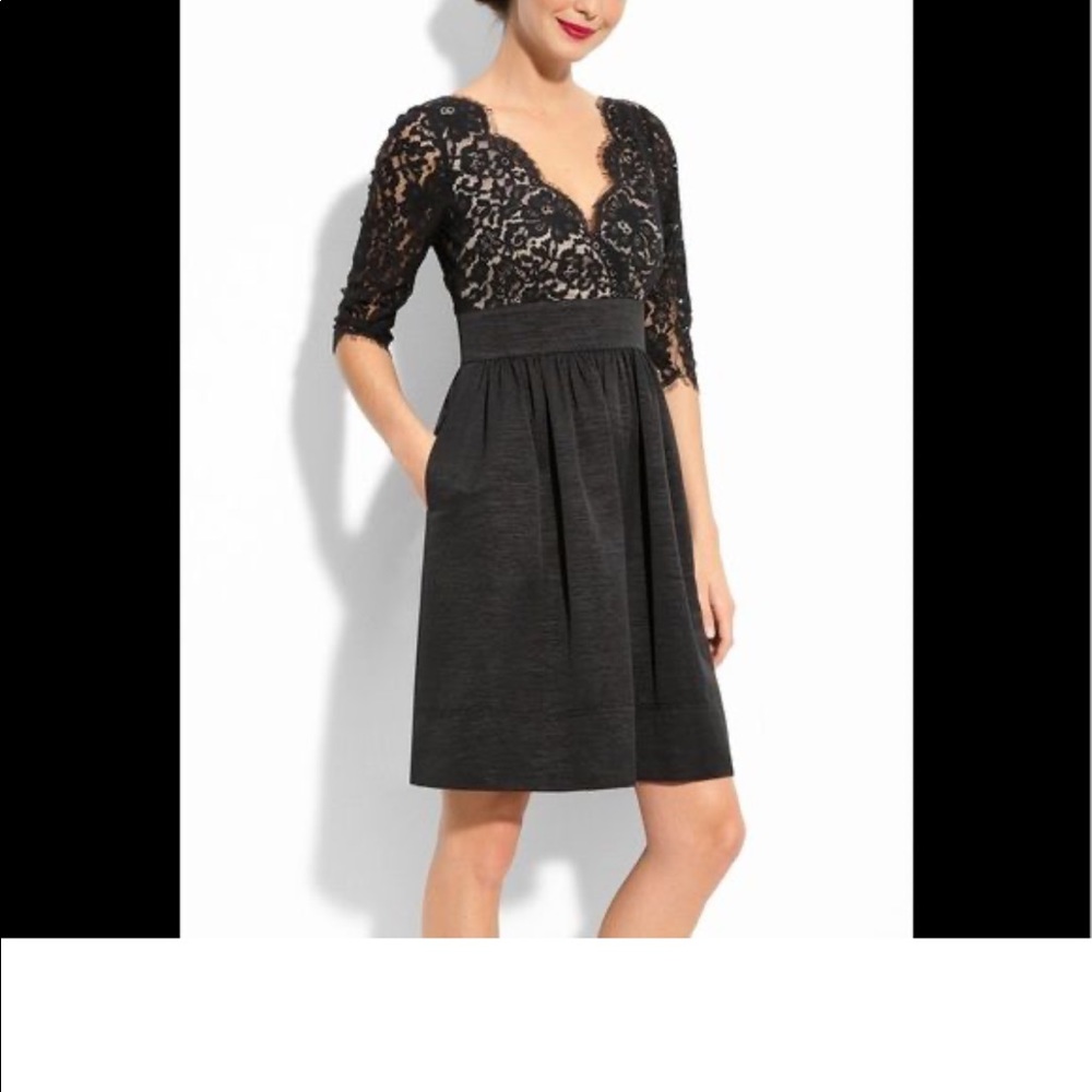 ELIZA J Black cocktail dress lace detail